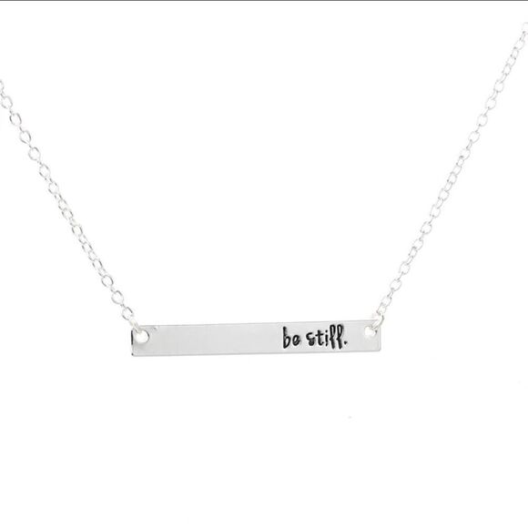 ‘Be Still’ Silver Plated Bar Necklace - Picture 1 of 2